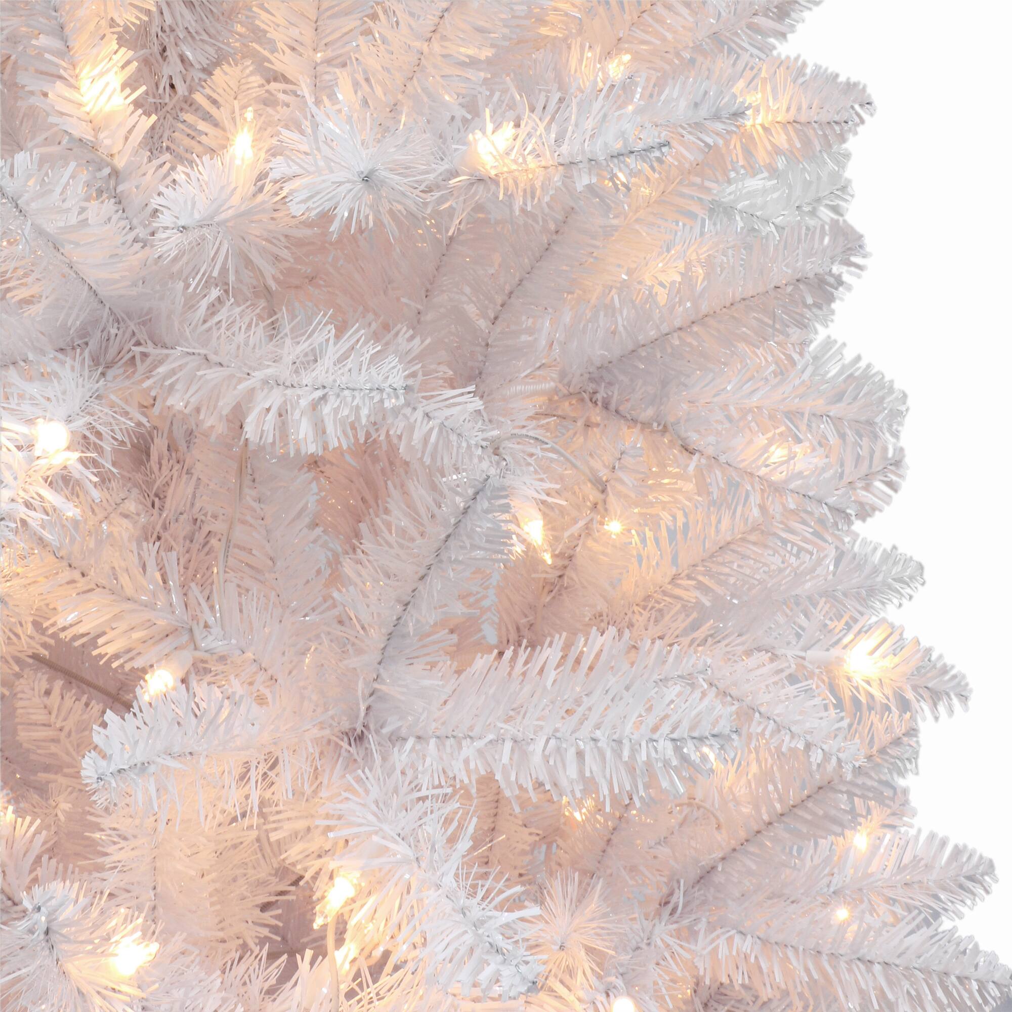 7ft. Pre-Lit White Carson Artificial Pine Christmas Tree, Clear Lights